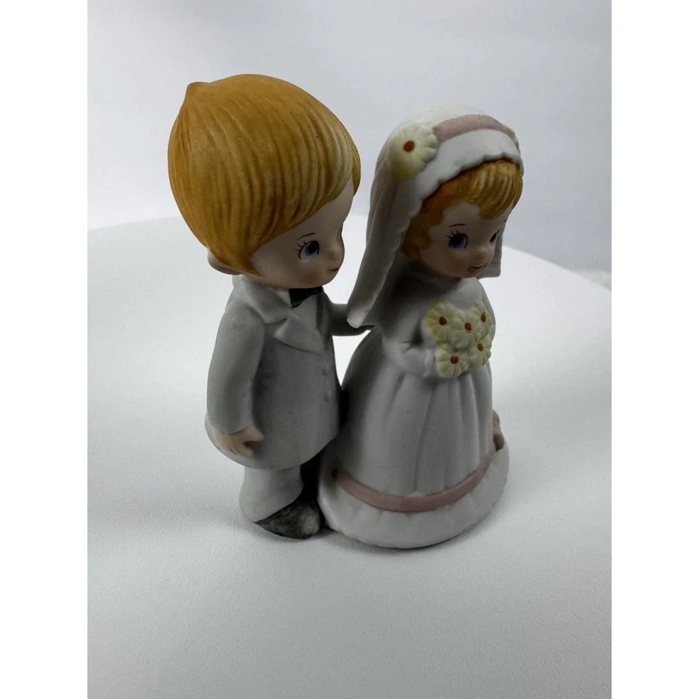 Vintage Lefton Bride Groom‎ Wedding Figurine Bisque Cake Topper 3